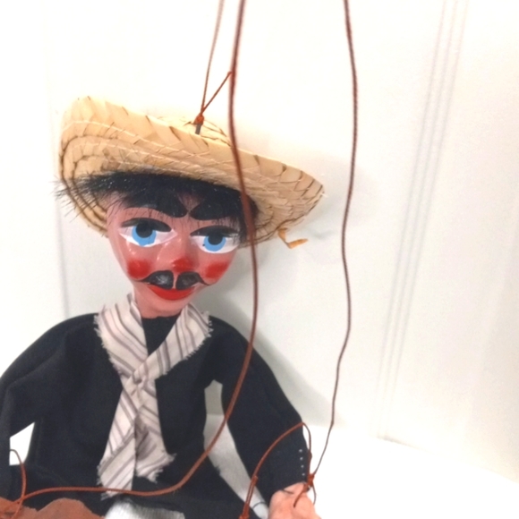 Mexican marionette Clown Face Vintage String Puppet - Picture 2 of 3